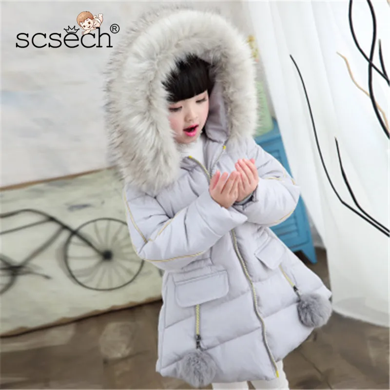 

New Fashion Baby Girls Jackets New Hooded Kids Cotton Coat Toddler Fur collar Autumn Winter Jacket Children Jacket Parka S8106