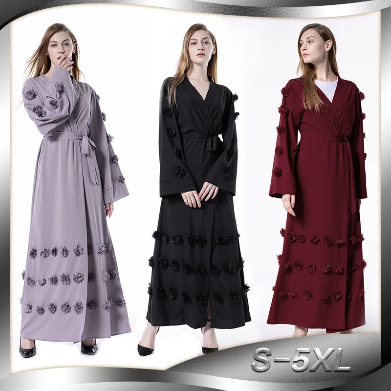 Dubai Abaya For Women Muslim Dress Solid Plus Size Woman Islamic Clothing Robe Kaftan Fashion Appliques Cardigan Turkish Abayas |