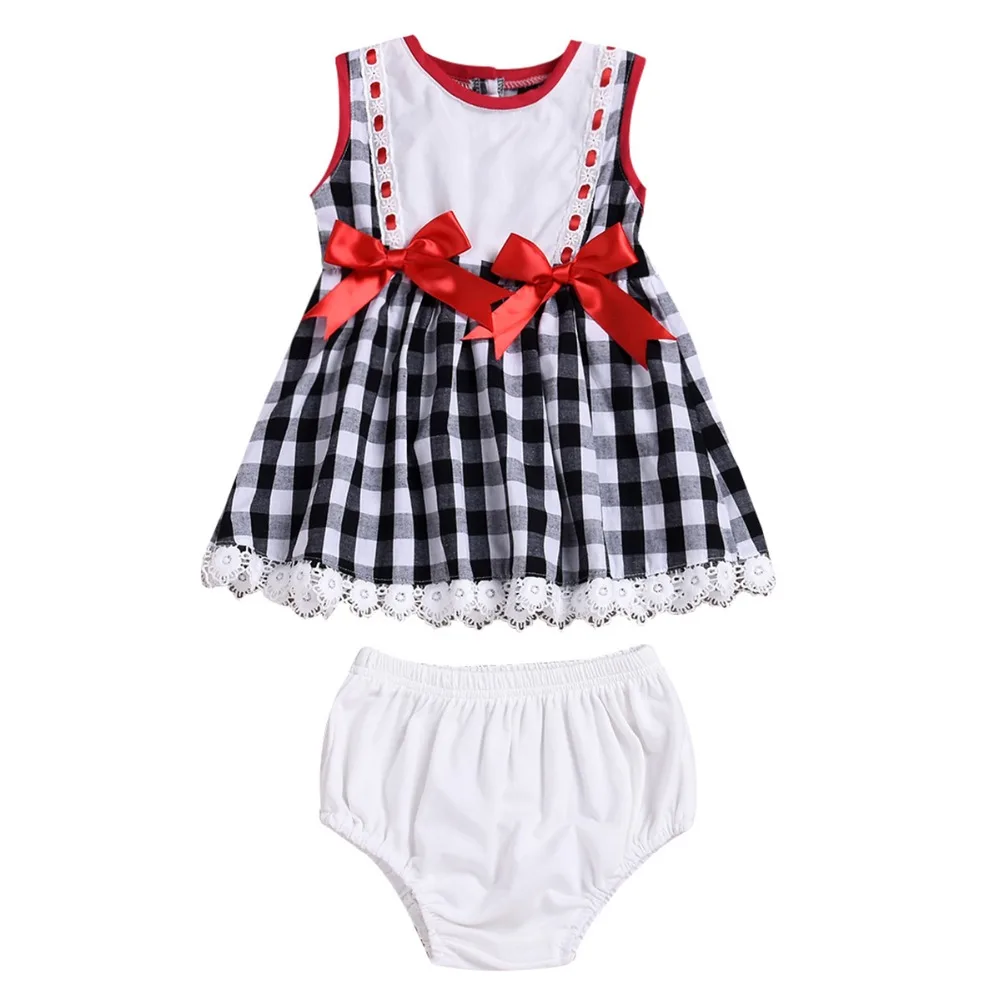 

Toddler Kids Baby Girl Floral Outfits Clothes T-shirt Tops New striped red bow sets black and white plaid Shorts 2PCS Kids Set