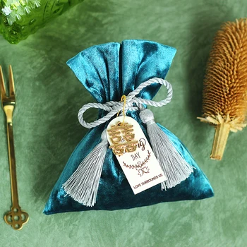 

10pcs green wedding gift pouches favors and gift cases velvet fabric jewelly packaging bag gift bags & pouches wedding tableware