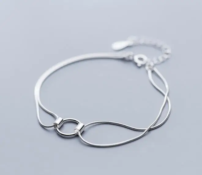 1PC Authentic REAL. 925 Sterling Silver Open Circle chain Bracelet GTLS887 | Украшения и аксессуары