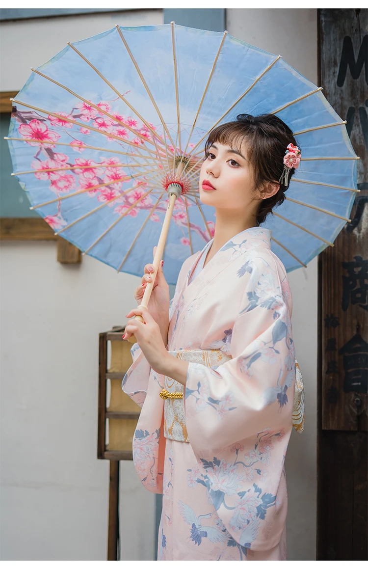 Женское японское кимоно розового цвета, красивые цветочные принты, Япония, Traidtional Yukata, одежда для выступления на сцене