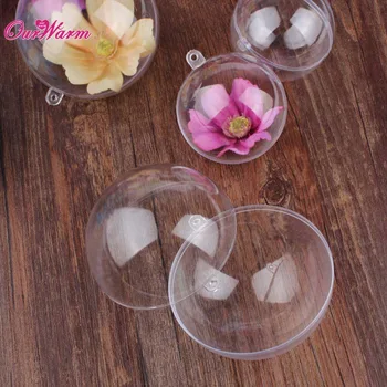 

50pcs 90mm Transparent acrylic Clear Gift Candy Box fillable ball baubles Decor wedding Xmas Christmas tree decoration