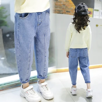 

2020 Girls Jeans Enfant Teenagers Jeans For Kids Baby Girls Denim Pant New Fashion Student Trousers Big Girls School Trousers 12