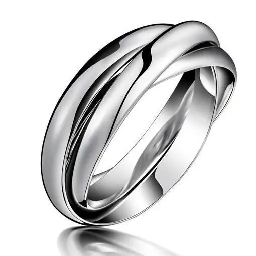 

Three in One Tri Color Stainless Steel Personalized Women Simple Plain Engagement Rings