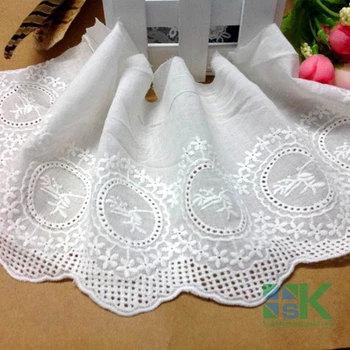 

5 Yard / lot 13 cm 100% Cotton White Flower Sandals Wave Fabric DIY Manual Embroidery Clothes Accessories Lace Trim Cotton