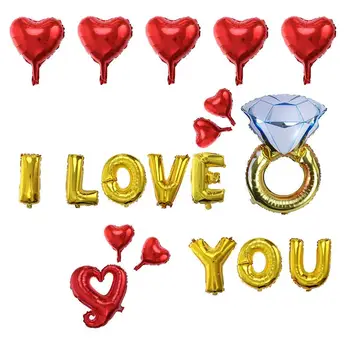 

Wedding Foil Balloons Anniversary Engagement Aluminium Balloons Wedding Party Decoration Supplies I LOVE YOU With Inflator