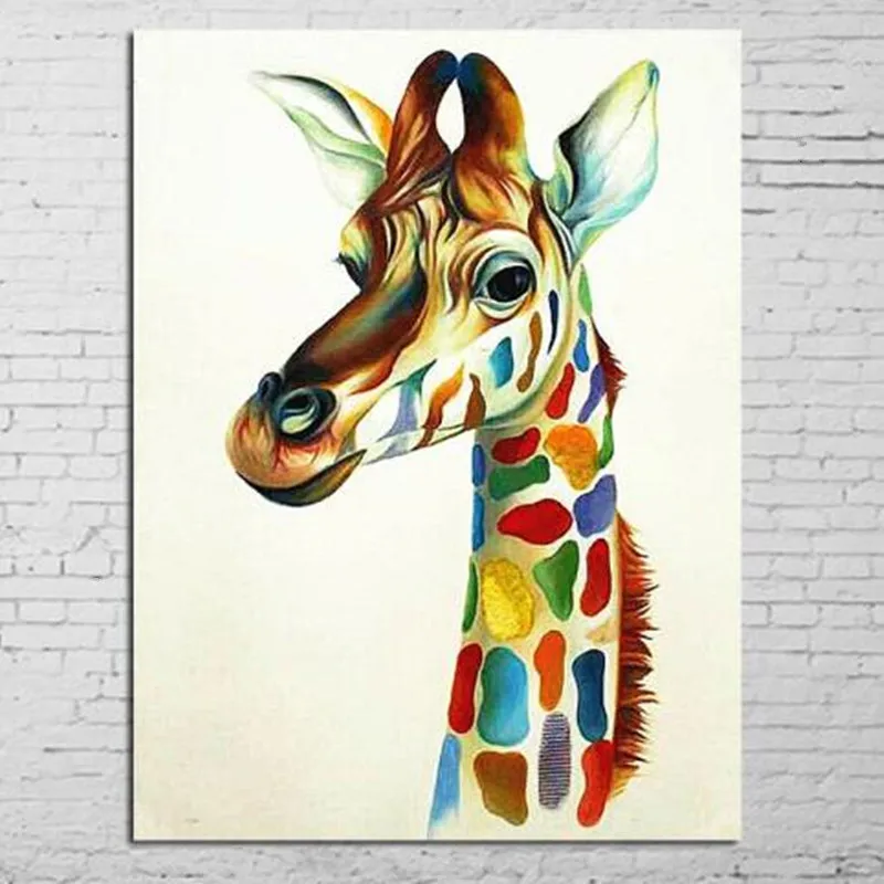 

Handpainted Abstract Knife Cartoon Oil Paintings Home Decor Wall Art Large Colorful Giraffe Deer Pictures Modern Canvas Painting