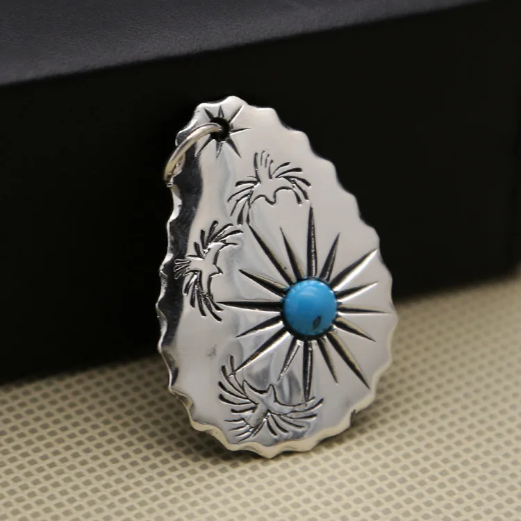 

2019 New Choker Necklace Wholesale S925 Pure Pendant Inlaid Shield Solar Ray Men And Women Korean Version Fashion Hanging Tag