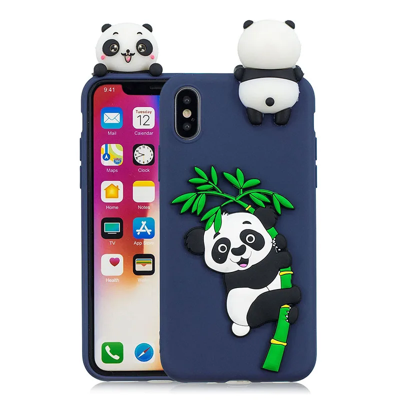 3D рельефный силиконовый чехол с пандой для iPhone XS Max X XR противоударный мягкий из