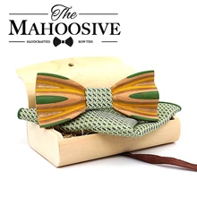 Цветочный древесины полосатые шелк жаккард Тканые Для мужчин Бабочка Самостоятельная галстук-бабочка бабочкой Карманный площадь платок носовой платок костюм комплект рубашка