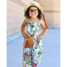Летняя одежда; детские комбинезоны; комбинезон без рукавов с цветочным принтом для девочек; комбидресс; наряды для фотосъемки; модная детская одежда