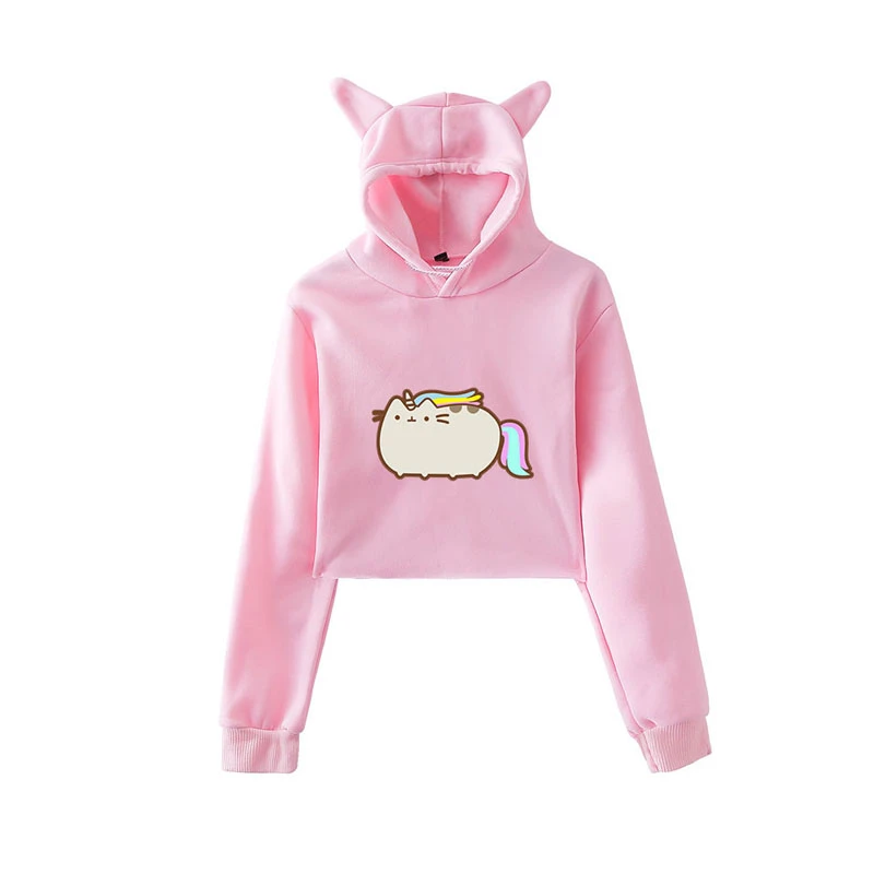 Pusheen crop top hoodie Clearance