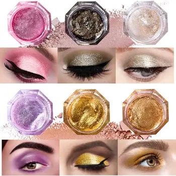 

langmanni 6 Colors Glitter Shimmer Metallic Eyeshadow Palette Pigment Lasting Eye Illuminator Eye Shadow Powder Cosmetics