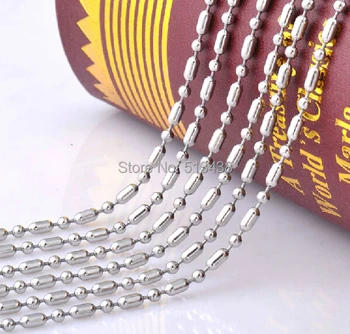 

100pcs Lot More Size Stainless Steel Rice bead Necklace Chain Dog Tag Milit