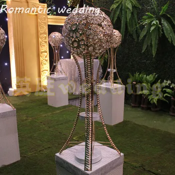 

2pcs/lot Globle Hollow Gold Metal Ball Table Candle Holder Centerpiece Art-Crafts Discounted Now for Wedding party Event home