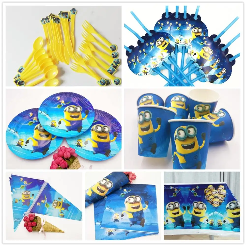 82pcs/set Minions Kids Favor Birthday Party Decoration Set Party Supplies Baby Shower Wedding Pack Event Party Supplies