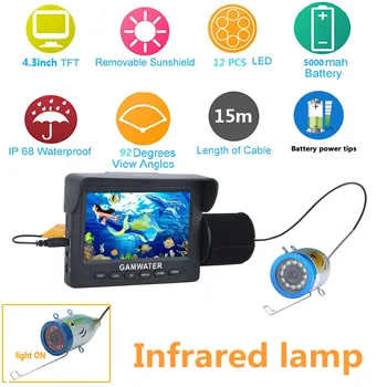 

4.3" Inch 1000tvl Underwater Fishing Video Camera Kit 12 PCS LED IR Lights Video Fish Finder Lake Under Water fish cam