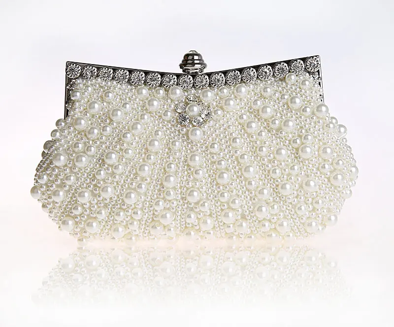 2016 High Quality Cream Evening Bag Women's Beaded Zircon Handbag