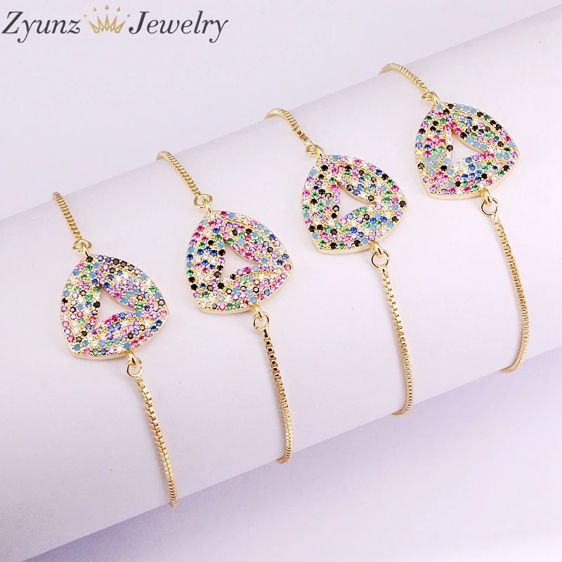 

10PCS, Fashion Colorful Crystal Zirconia Geometric Connector Bracelets Femme Jewelry