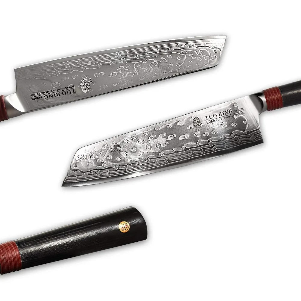 TUO столовые приборы Kiritsuke нож шеф-повара 8,5 ''-дамасский кухонный мясницкий нож Ножи-японский AUS-10 HC из нержавеющей стали-кольцо-R серия