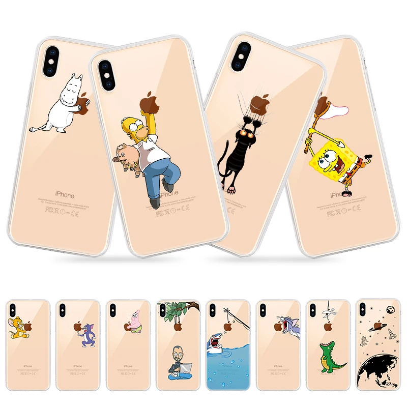 Прозрачный чехол для телефона iPhone X XS Max XR Tom Jerry мягкий силиконовый прозрачный iphone