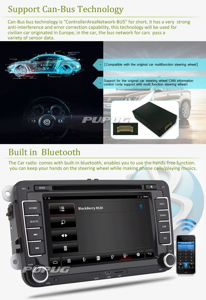 Perfect System USB Android 5.1 Car DVD Player Can Bus 4-CORE APP Auto For VW Volkswagen Autoradio GPS NAVI Radio Stereo 1080P Bluetooth 3