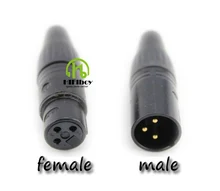 XLR plug Hot Sale 2pcs Black 3 Pin XLR Audio Cable Connector MIC Plug 3 Pin Gold feet free shipping