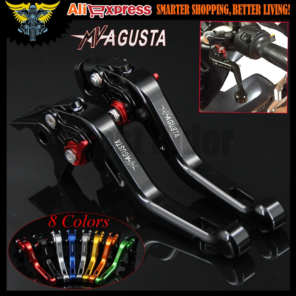 

8 Colors Black CNC Aluminum Adjustable 2 finger Short Motorcycle Brake Clutch Levers For MV AGUSTA Brutale 800/RR 2014 2015
