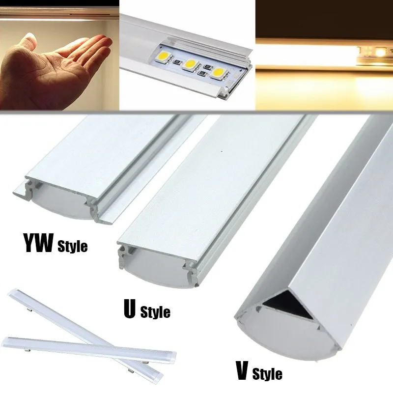 

30/50cm U/V/YW-Style Shaped Aluminum LED Bar Lights Accessories Channel Holder Milk Cover End Up for LED Strip Light