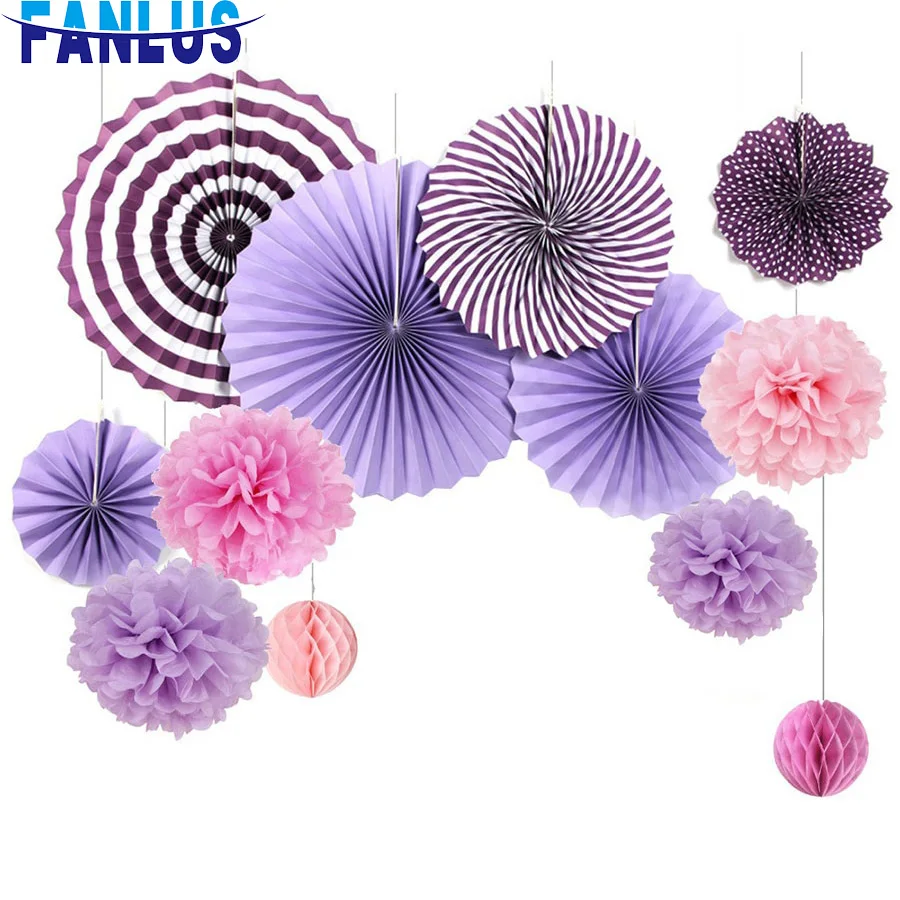 

Set Of Paper Fan Artificial Flower Wedding Happy Birthday Baby Shower Boy Girl Decoration Mariage Christmas Decorations For Home