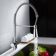 Chrome кухонный кран Pull Out с одним носики ручной душ водопроводной воды кухня смеситель на бортике
