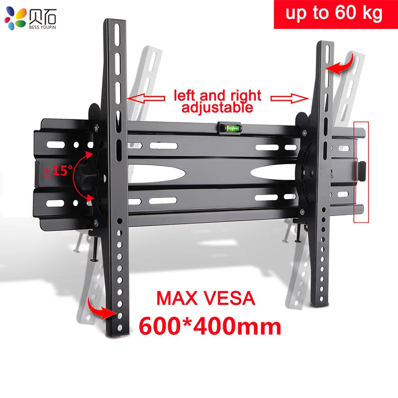 TV Wall Mounts Adjustable Ultra Slim Tilting Bracket for 32-65 Inch LED LCD TVs up to VESA 600x400mm and 132lbs Loading Capacity TV Wall Mounts Adjustable Ultra Slim Tilting Bracket for 32-65 Inch LED LCD TVs up to VESA 600x400mm and 132lbs Loading Capacity