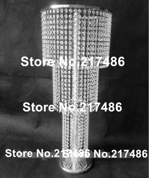 

New style wedding candlestick/gold metal crystal pillar flower holder centerpiece