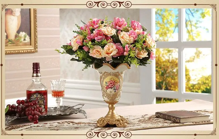 Европейский дворец смолы ваза украшения для домашней обстановки Украшения Livingroon Обеденная Ретро ваза фигурки свадебный подарок