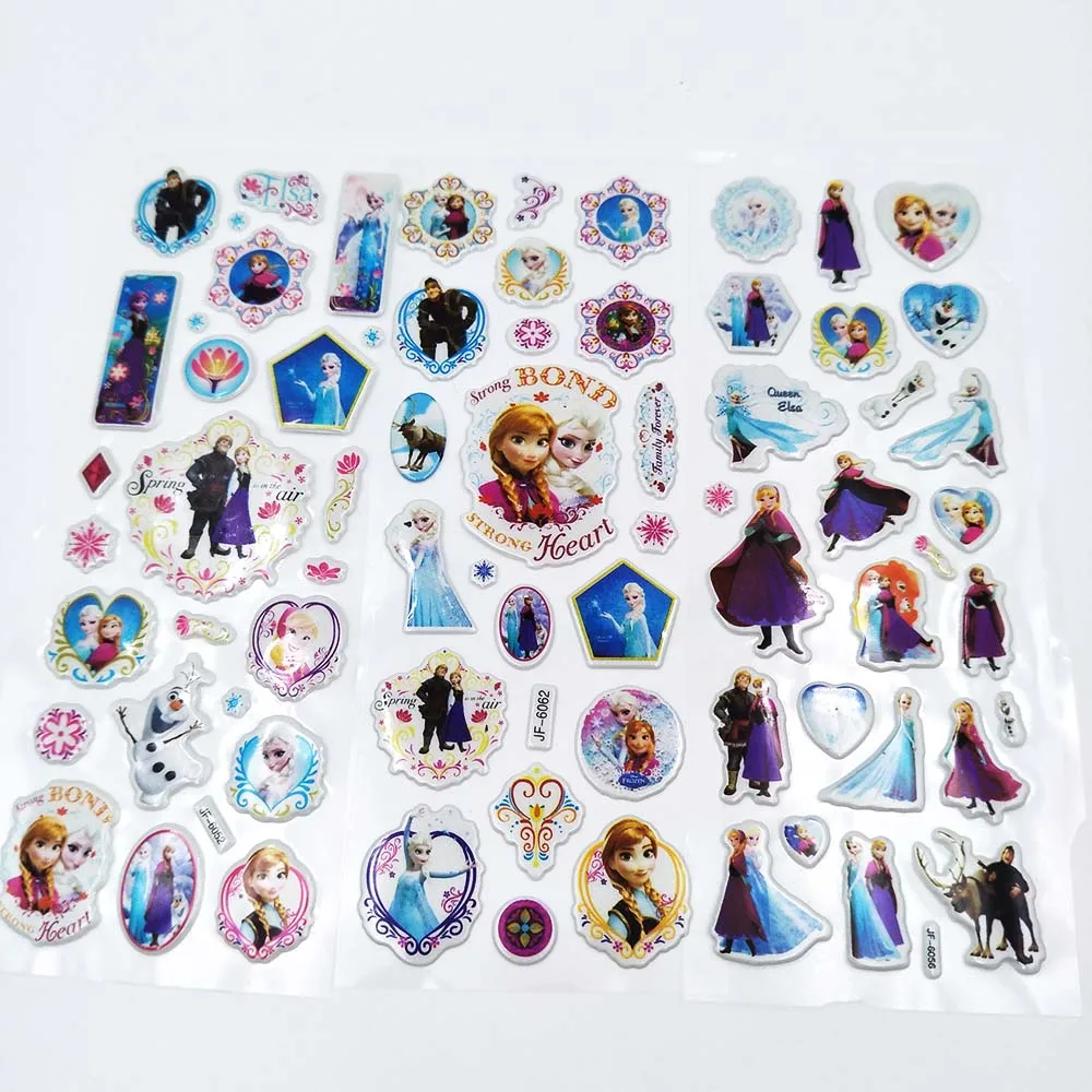 

6pcs frozen disney bubble stickers Cartoon Children's Birthday Gift ToyChild Reward party favors DIY Cute 3D Stereo PVC Birthday