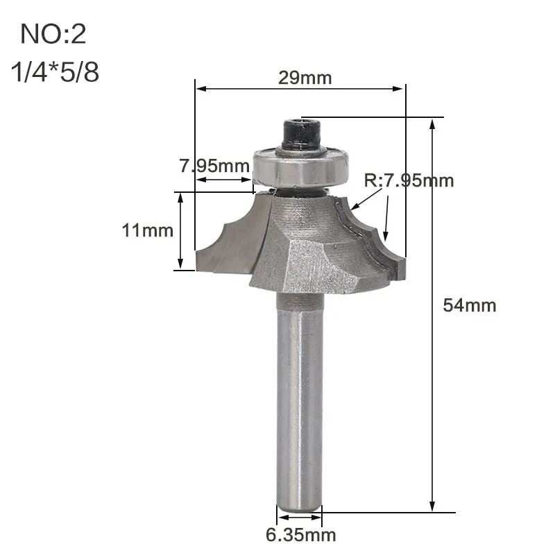 1 шт. 1/" 1/4 хвостовик Классическая формовочная фреза для отделки кромки, биты для дерева, карбида вольфрама, деревообработка, обрезка R фаски, торцевая фреза