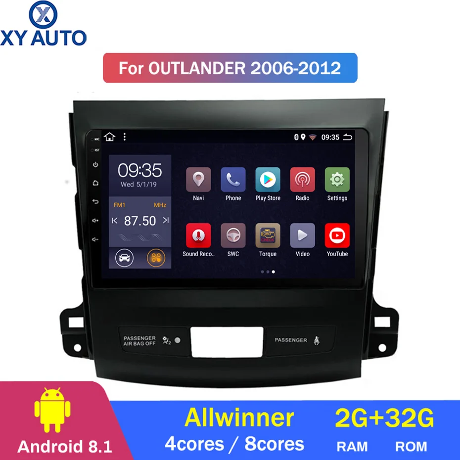 Sale 9 inch 2.5D IPS HD multi-touch screen Android8.1 2G RAM 32G ROM NAVI with BT USB WIFI SWC for Mitsubishi Outlander 2006-2012 0