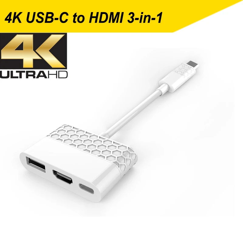 Thunderbolt 3 Тип C USB 3,1 4K HDMI VGA адаптер 3-в-1 кабель для Apple macbook и pro(thunderbolt-зарядное устройство с 3 usb-портами