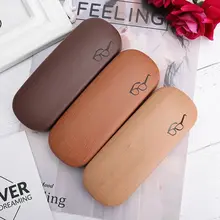 High Quality Wood Grain Hard Kit Holder Metal Reading Glasses Case for Men and Women PU Leather Eyeglass Sunglasses Box
