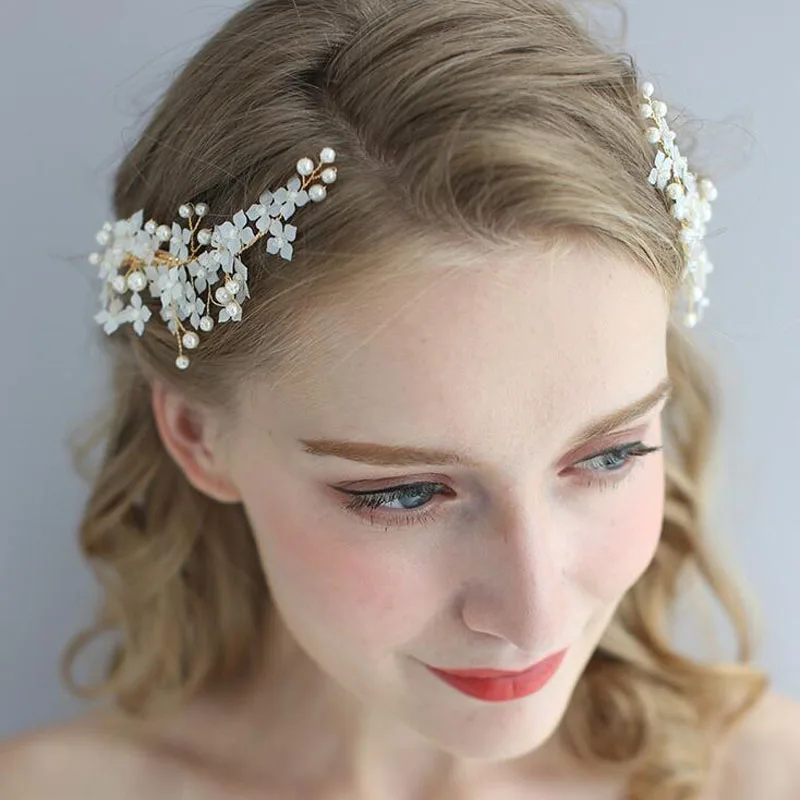 

Floralbride Handmade Alloy Crystal Rhinestone Pearls Wedding Hair Clip Barrettes 2 Pcs Set Bridal Hair accessories Women Jewelry