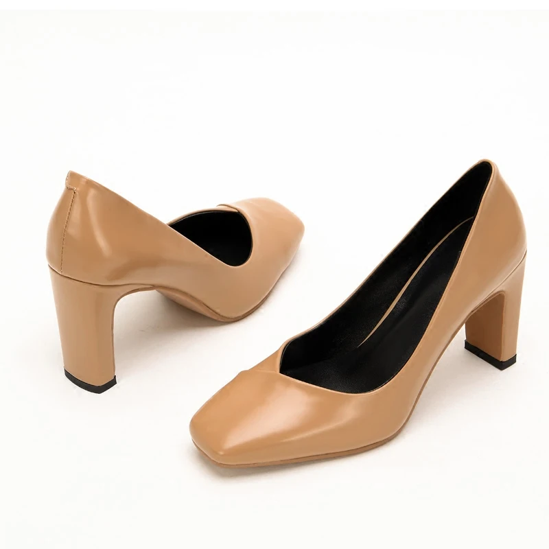 

DorisFanny pumps 2018 high heels shoes woman Genuine leather Round toe Black and White colors Free shipping