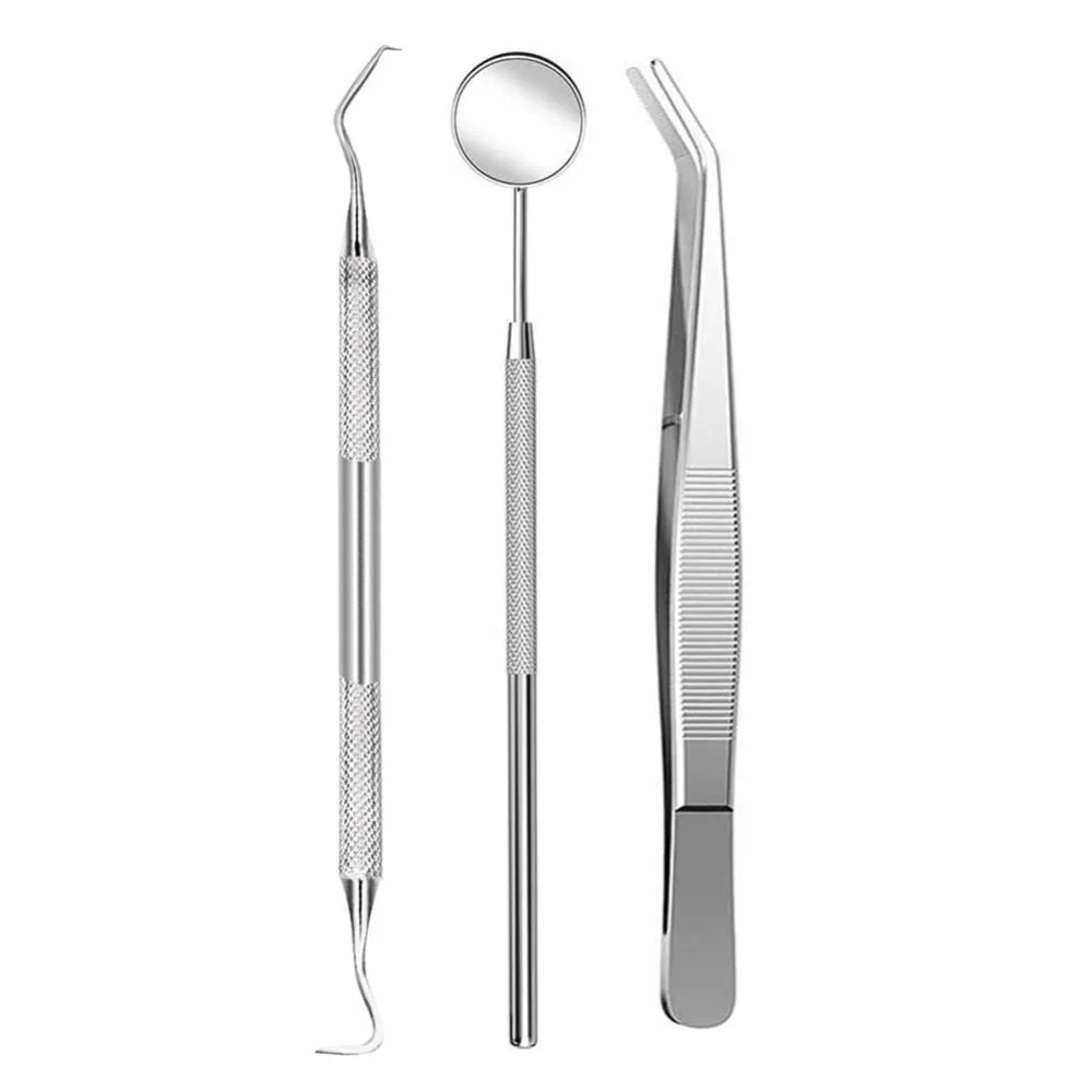 

Dental Tools Set Dentist Hygiene Instruments Kit(3pcs) Including Dental Mirror, Tarter Scraper, Dental Tweezer