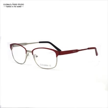 Модные дизайнерские металлические очки в оправе для близоруких оправы женские красные на сером стиле Лоскутные очки 52JG30006-C2