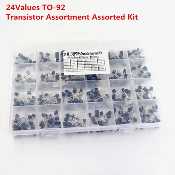 

24Values TO-92 Transistor Assortment Assorted Kit Each BC327 BC337 BC517 BC547 BC548 BC549 2N2222 3906 3904 5401 5551 C945 1015