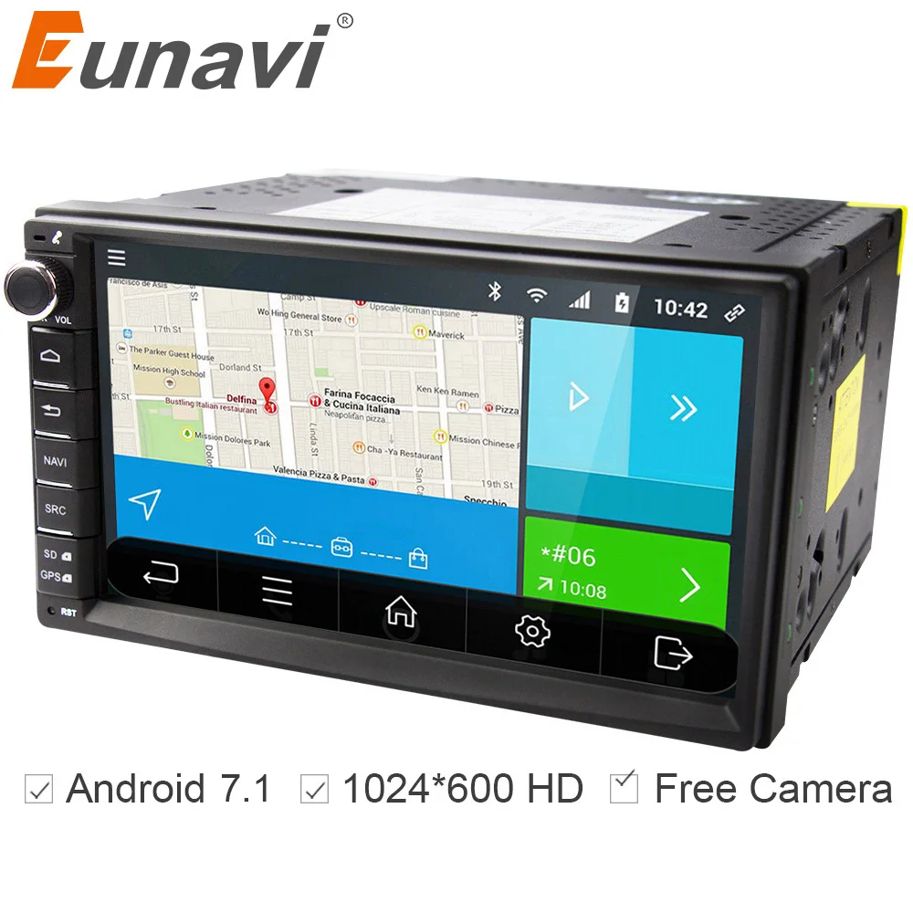 Eunavi 2 din Android 7 1 font b Car b font Radio multimedia player 7 inch