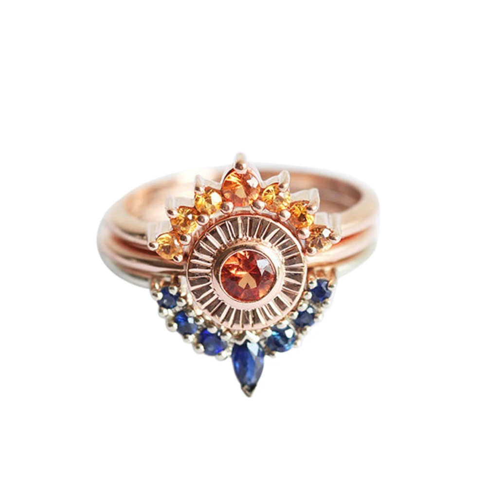 

3Pcs/Set Boho Colorful Rhinestone Ethnic Knuckle Stacking Women Ring Jewelry