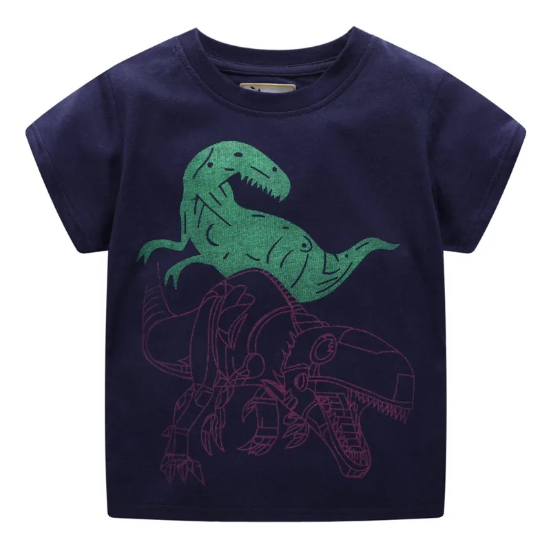 Jumping meters children Tees Tops Cotton Dinosaur Print Boys Girls T shirts Summer Baby Tees boy clothing