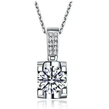 1 Carat Corte Brillante Redondo NSCD Mujeres Colgante Collar Chapado En Oro de Joyería Nupcial de La Boda Shinning Colgante de Collar de Compromiso