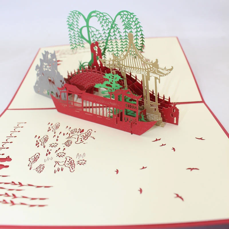  3D Laser Cut Handmade Ramantic River Bridge Lover Paper Invitation Greeting Cards PostCard Wedding  - 33057560732